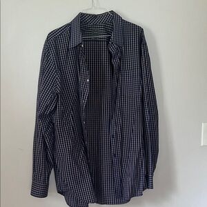 GAP Men's Navy and White Checkered Shirt